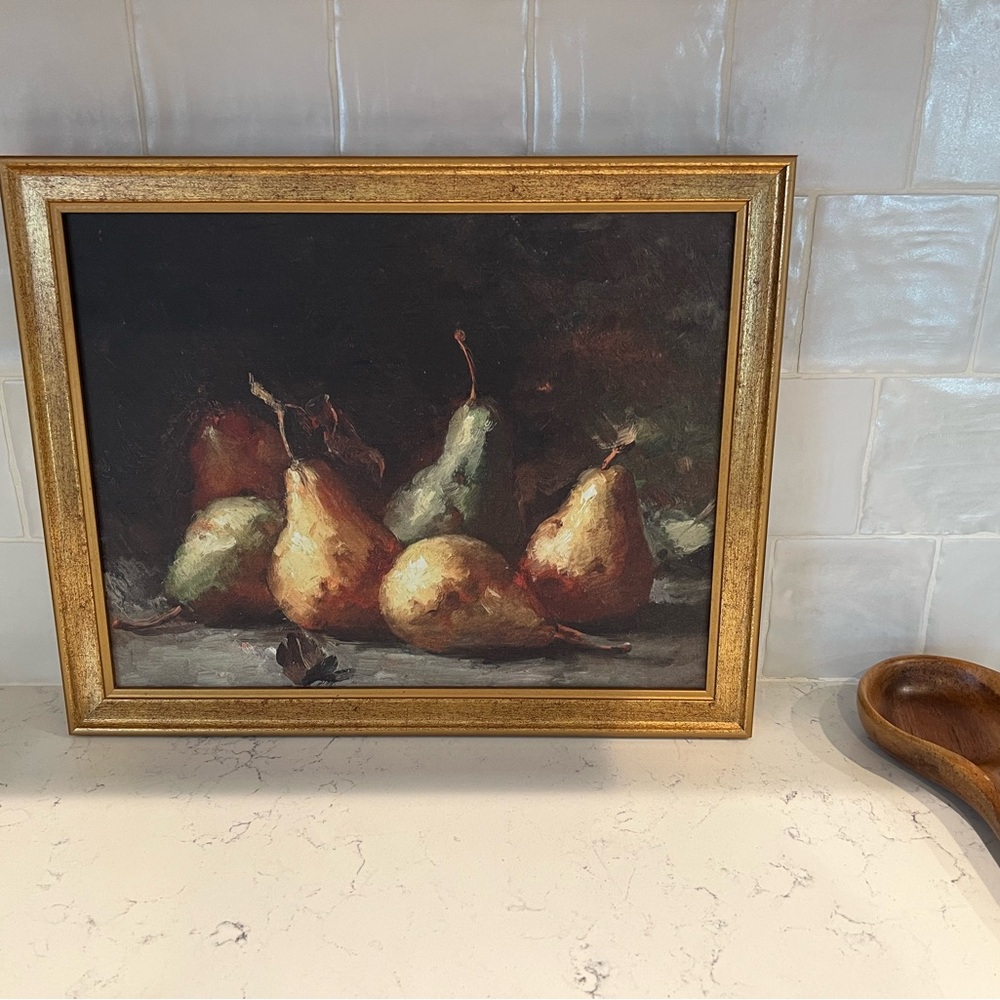 Gold Framed Still Life Pear Painting